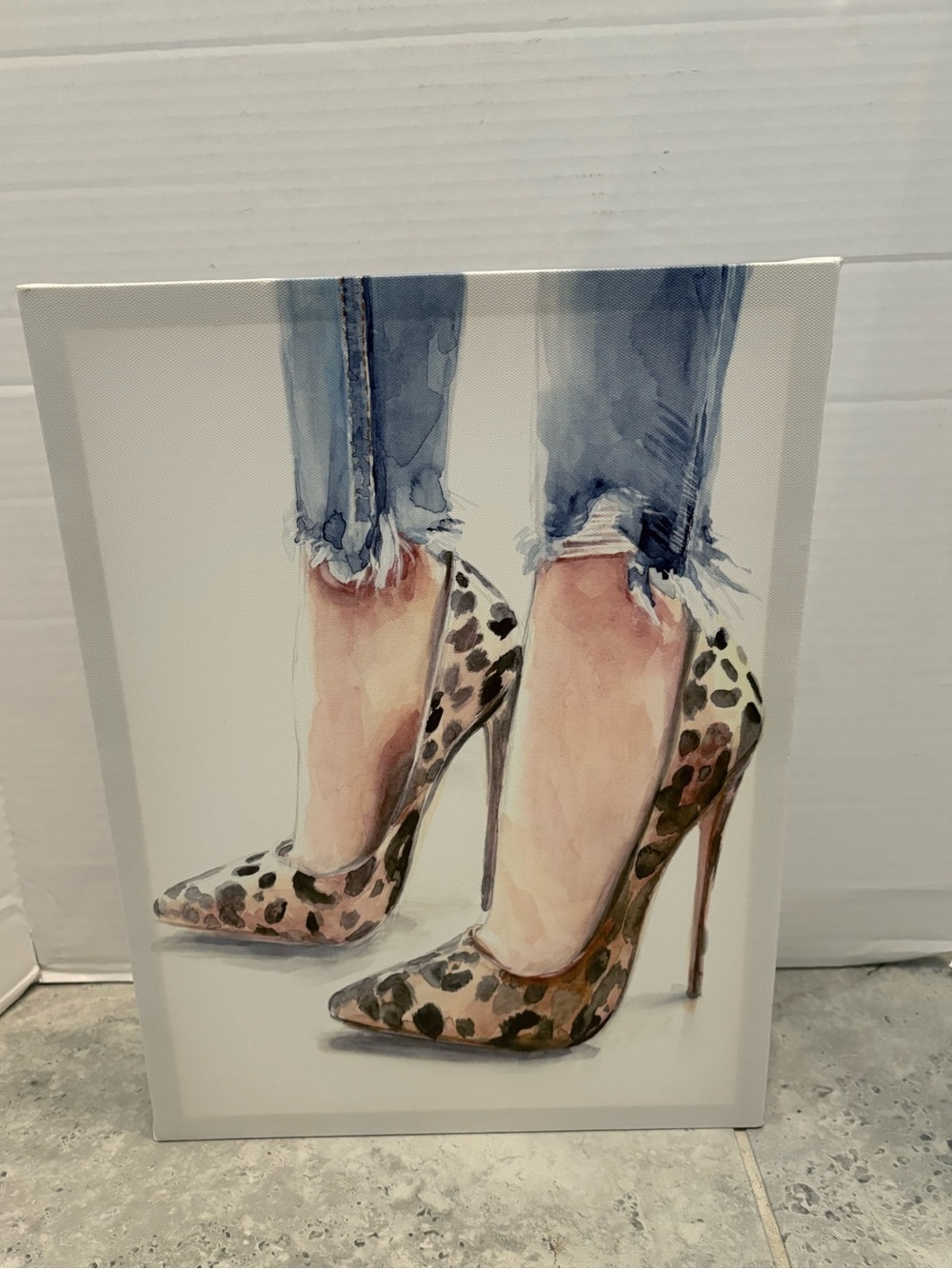 Stupell Home Decor Cheetah Print Heels Denim Framed Wall Art 11”x14”